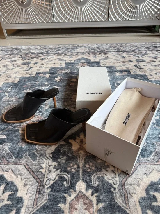 JACQUEMUS - 80mm Les Mules Ronde Leather Mules 37 Like New - Picture 11 of 16